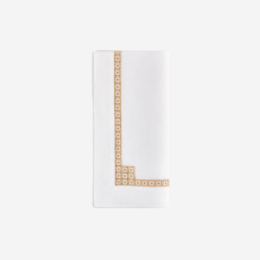Bonadea Daisy Chain Hemstitch Gold Napkin