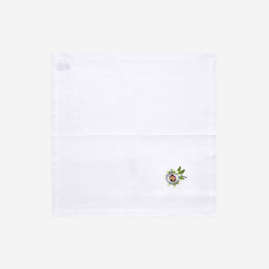 Marie de Fels Passion Flower Embroidered Napkin