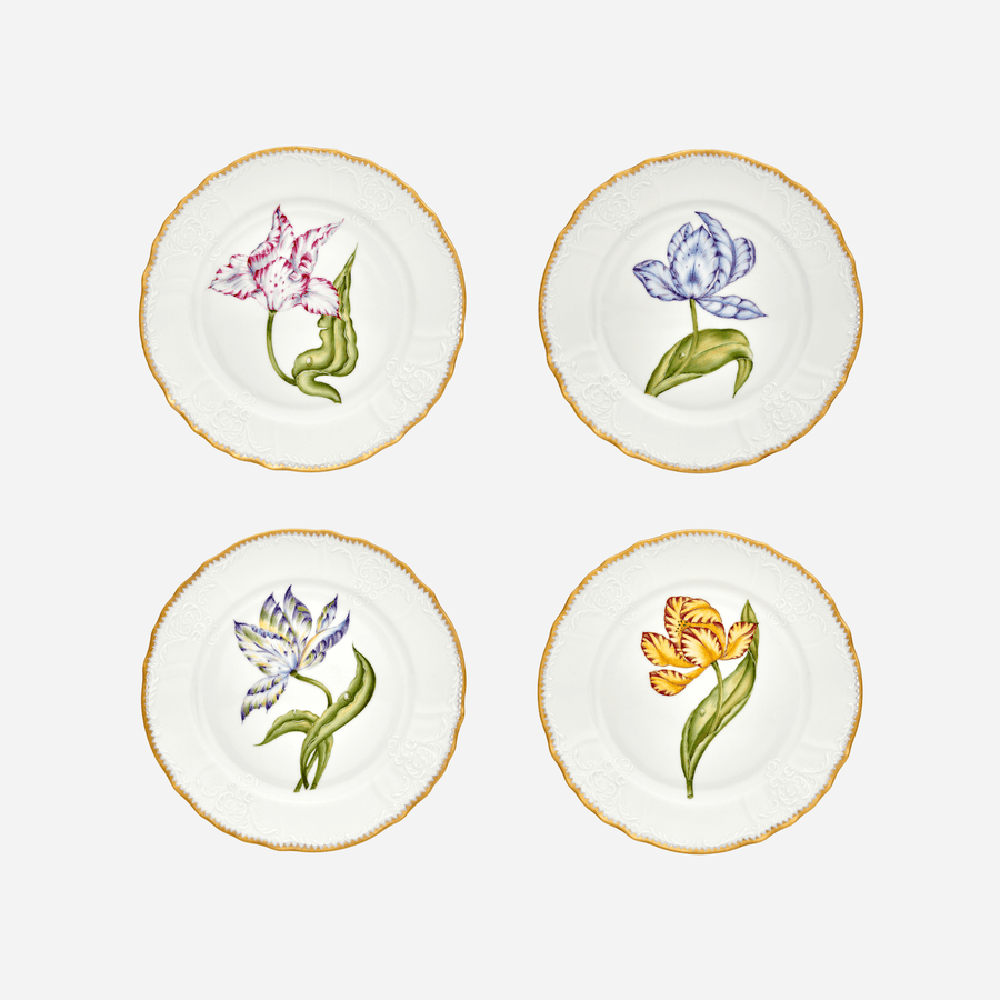 Anna Weatherley Old Master Tulips Dessert Plate - Set of 4