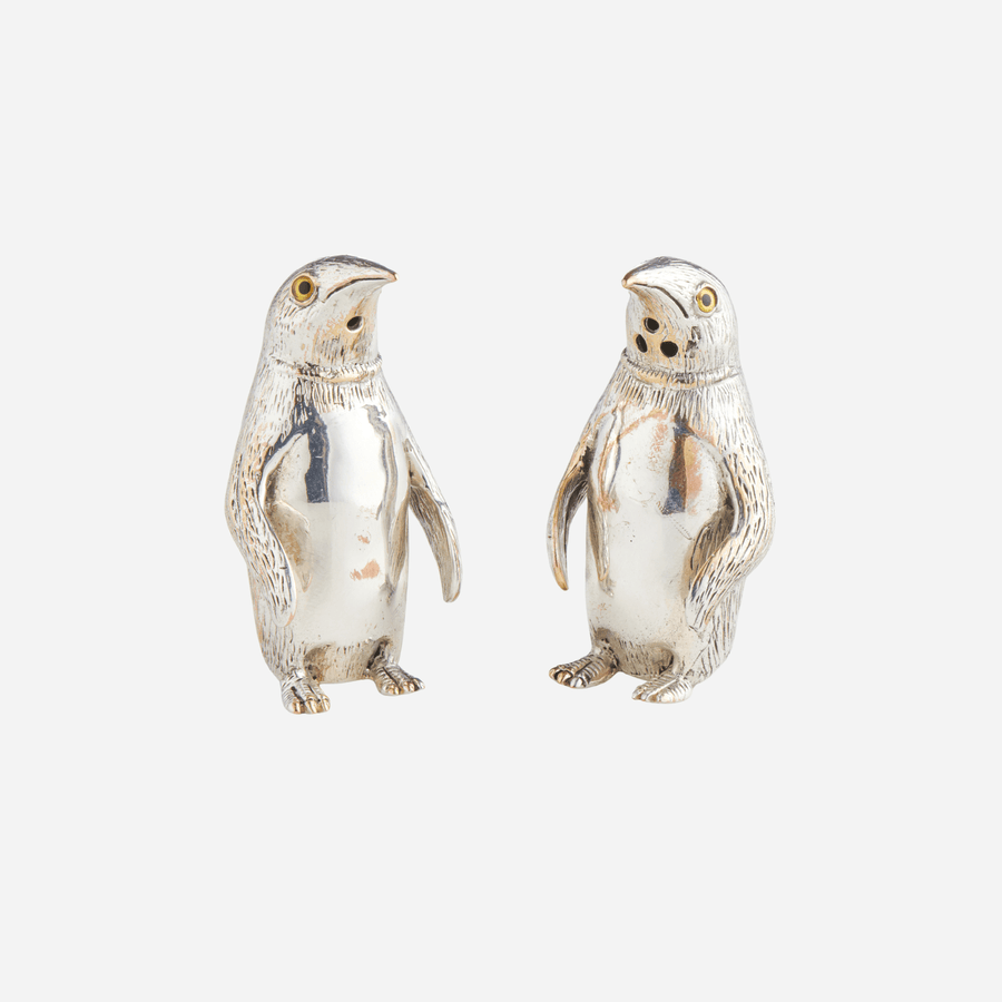 Antiques & Vintage Sterling Silver Penguin Salt & Pepper Set