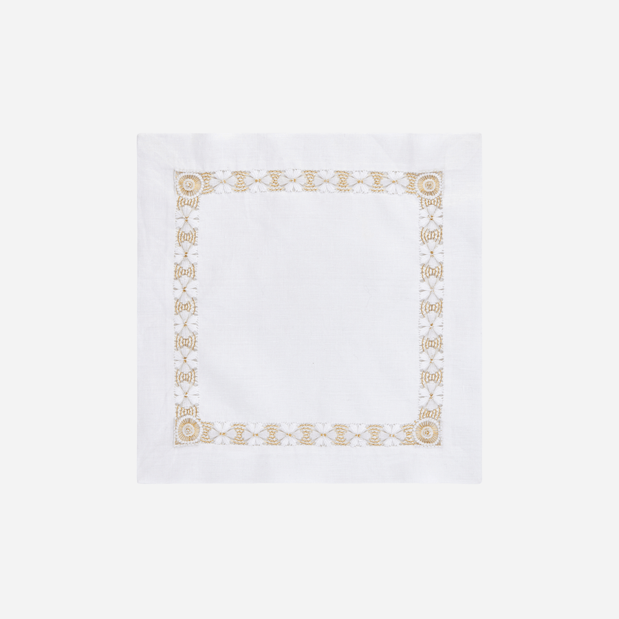 Bonadea Margarita Hemstitch Gold Tea Napkin