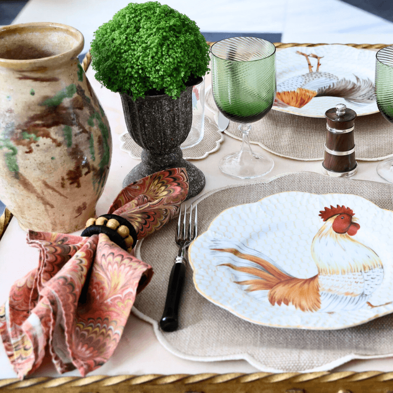 Bonadea Summerill Bishop Fan Marble Linen Napkin