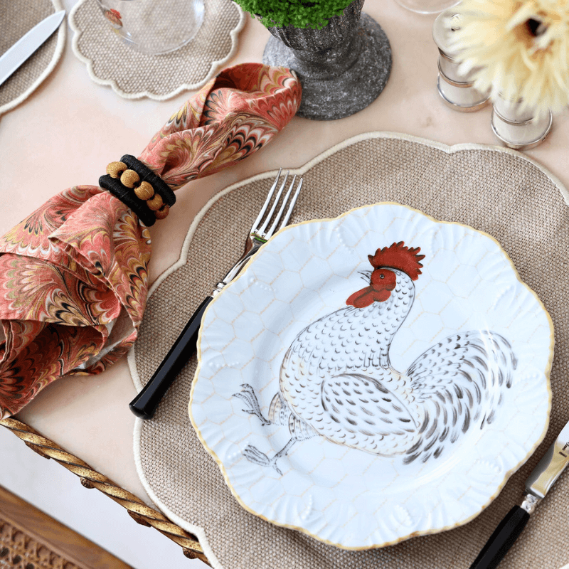 Rooster top dinner plates