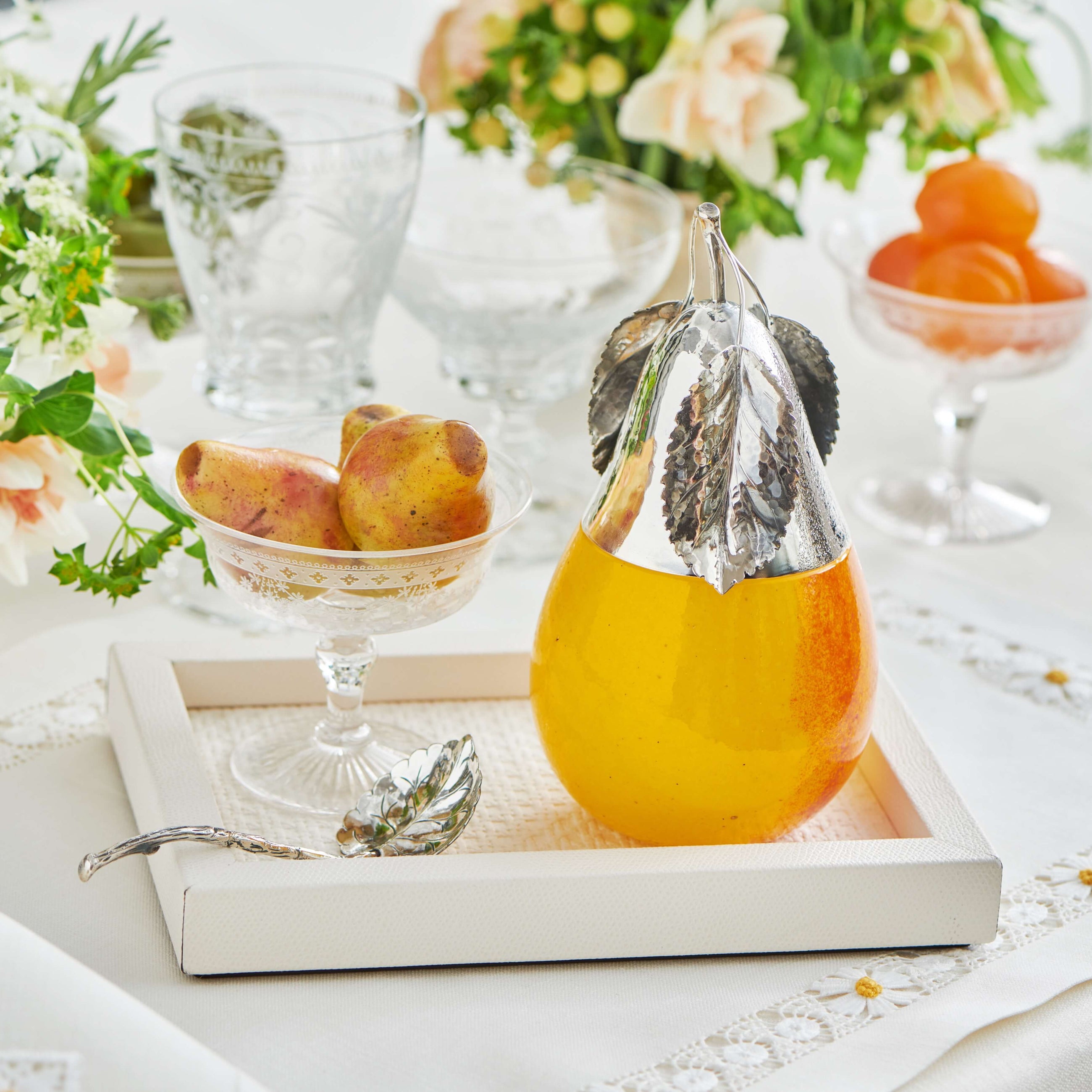 Murano Glass Yellow Pear Jam Jar