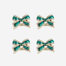 Load image into Gallery viewer, Bow Napkin Ring Emerald - Set of 4