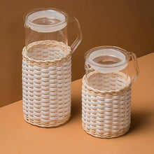 Load image into Gallery viewer, Marseille Leather & Rattan Glass White Pitcher - 0.75L