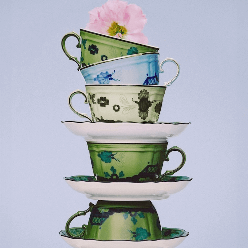 Ginori 1735 Oriente Italiano Teacup & Saucer Cipria - Set of 2