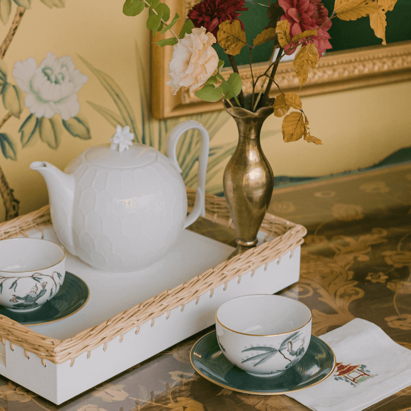 Bonadea Set of Six Pagoda Embroidered Cocktail Napkins