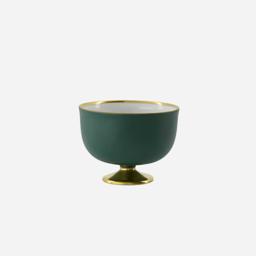 Augarten Wien 1718 Schubert Gold Footed Forest Green Dessert Bowl