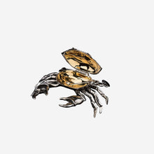 Load image into Gallery viewer, Silver and Gold Vermeil Crab Salt Cellar with Spoon