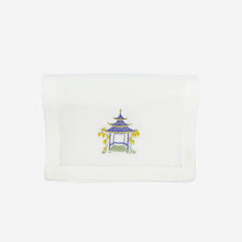 Load image into Gallery viewer, Set of Six Pagoda Embroidered Cocktail Napkins