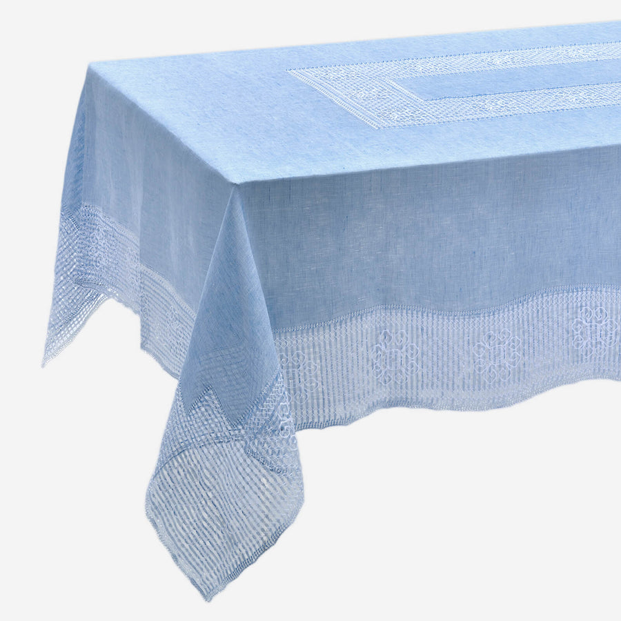 Bonadea Mozzano Tablecloth with 12 Napkins Blue