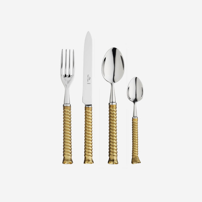 Alain Saint-Joanis Cordage Gold Plated 4-Piece Cutlery Set -BONADEA
