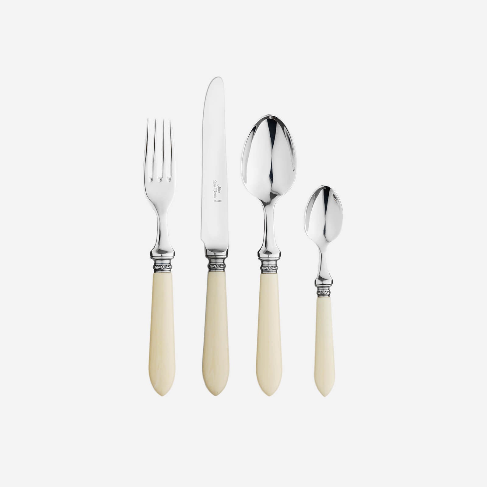 【フランス製】カトラリーセット燻銀メッキ BLANC D'IVOIRE Bonadea | Alain Saint Joanis | Antique Ivoire 4-Piece Cutlery Set