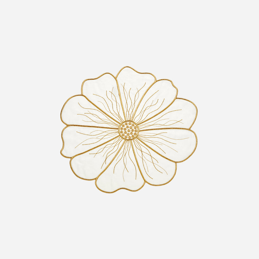 Bonadea Anemone Placemat White & Gold