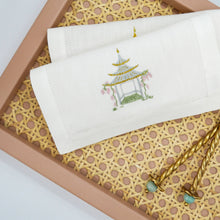 Load image into Gallery viewer, Set of Six Pagoda Embroidered Cocktail Napkins