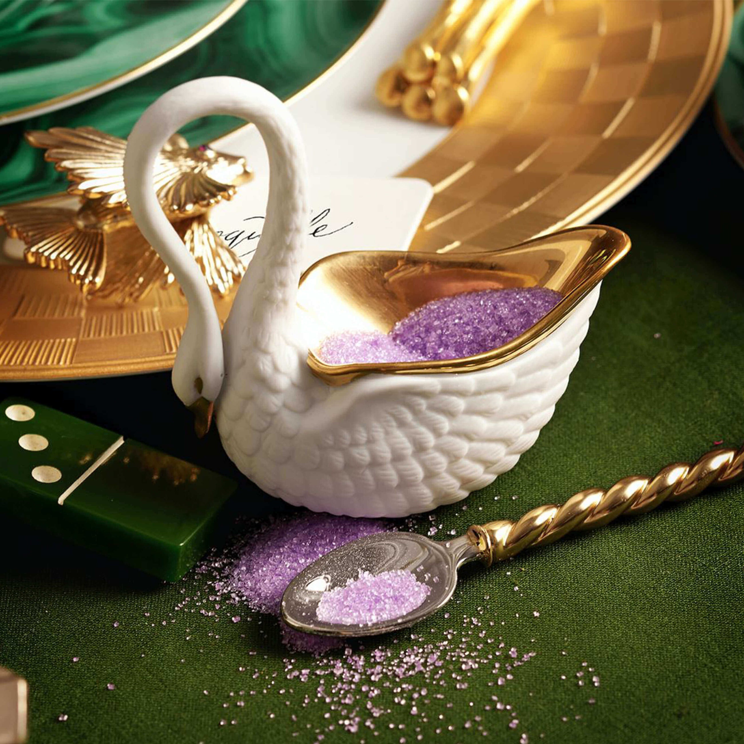 bonadea swan shaped white salt cellar