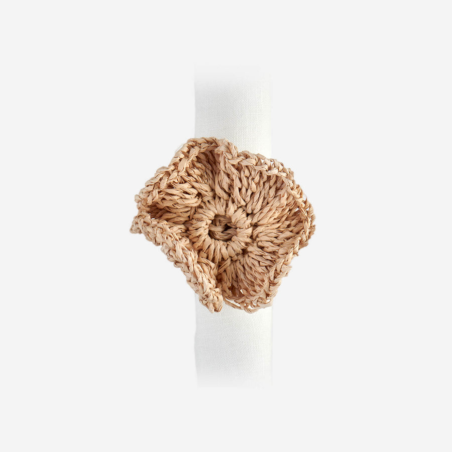 Bonadea Californian Poppy Napkin Ring- Set of Four - Sand