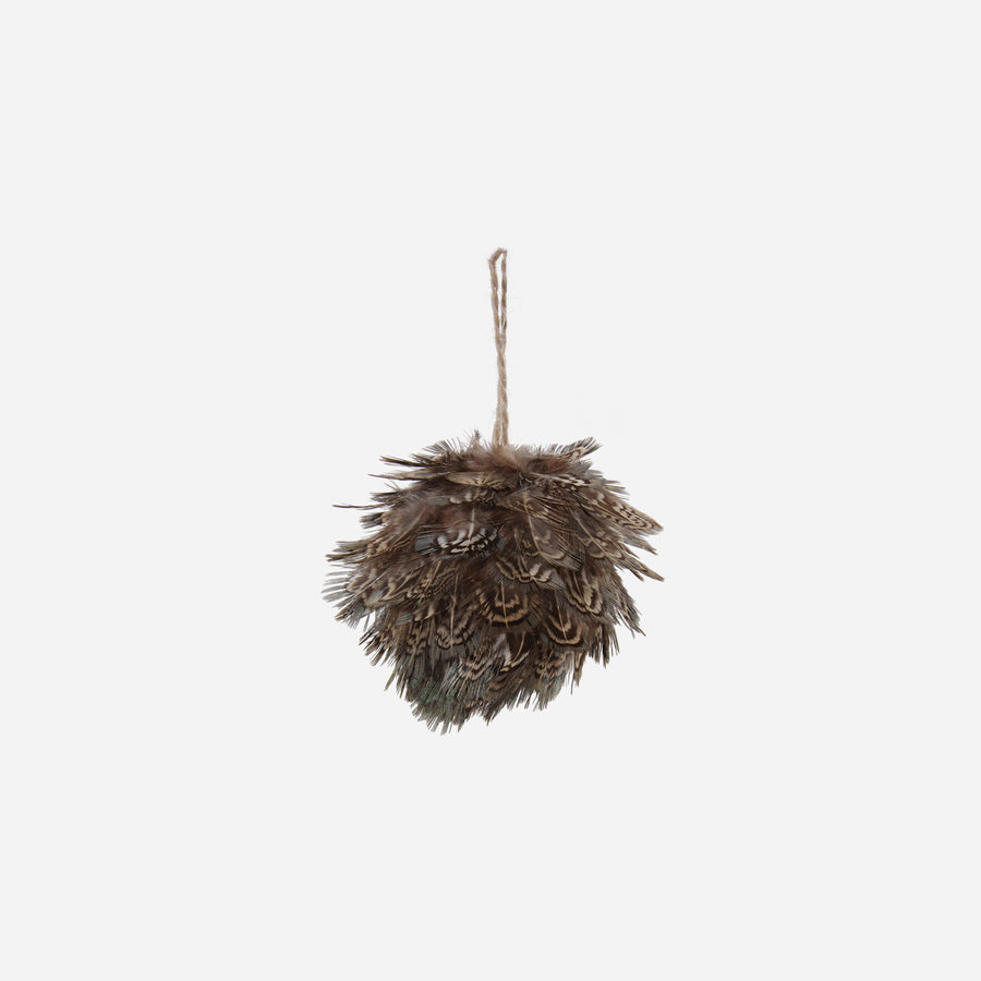Bonadea Natural Feather Bauble - Set of 2