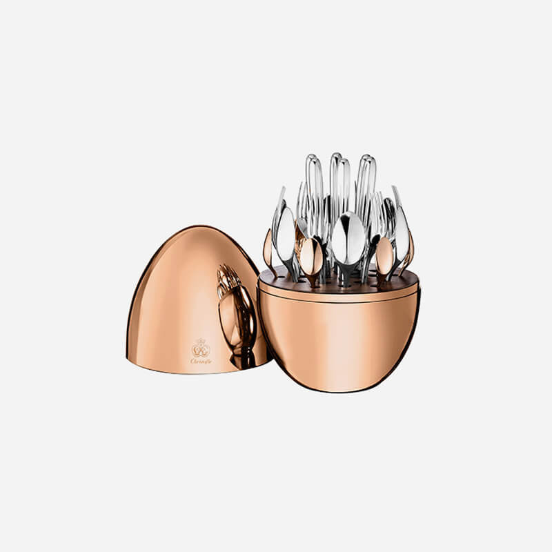 Christofle MOOD Egg 24-Piece Rose Gold Cutlery Set | Bonadea