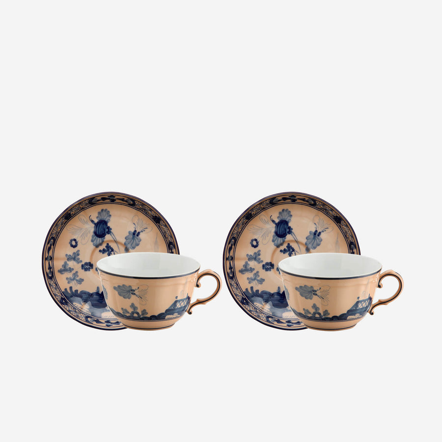Ginori 1735 Oriente Italiano Teacup & Saucer Cipria - Set of 2