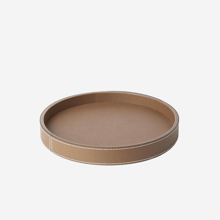 Giobagnara Polo Round Leather Tray Tobacco