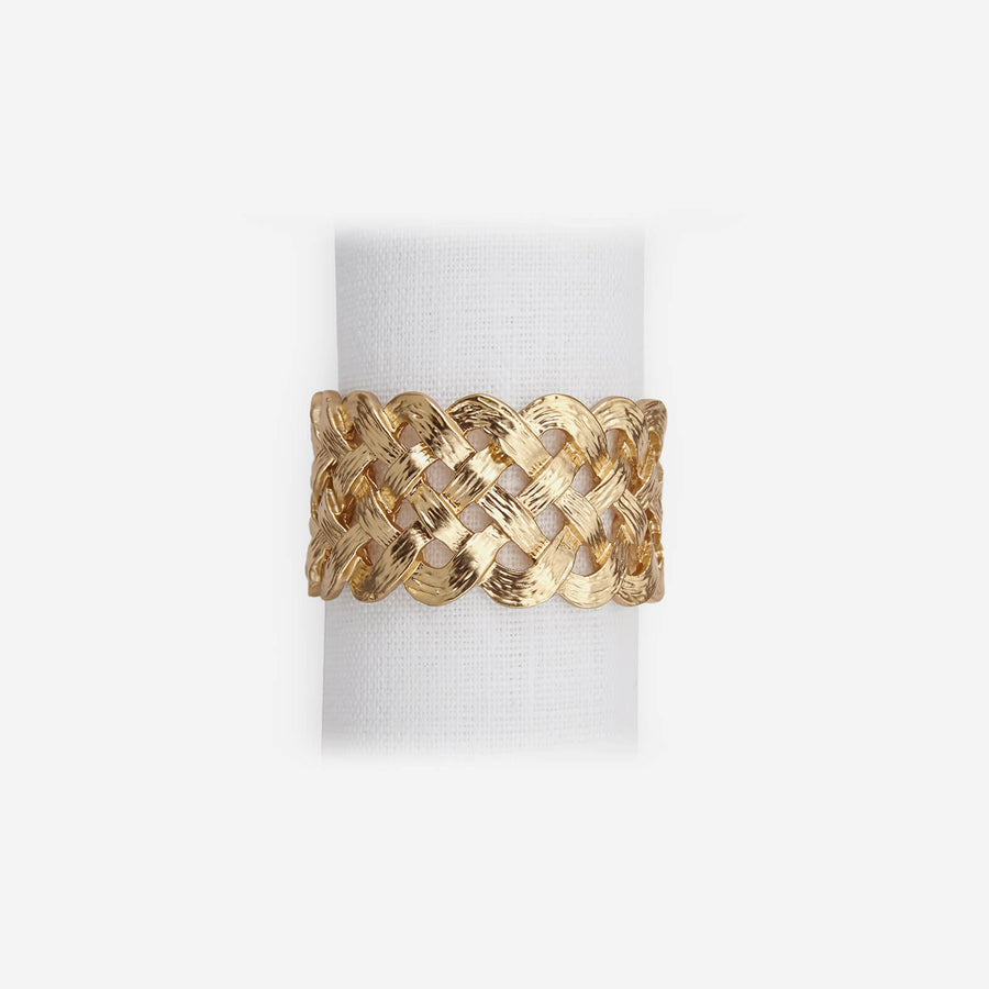 L'Objet Braid Gold Napkin Ring - Set of 4