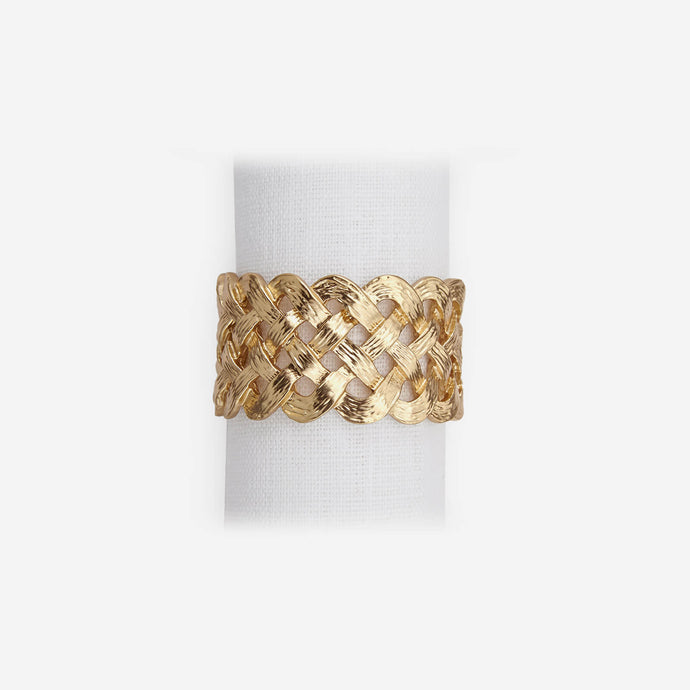 L'Objet Braid Set of 4 Gold Napkin Rings -BONADEA