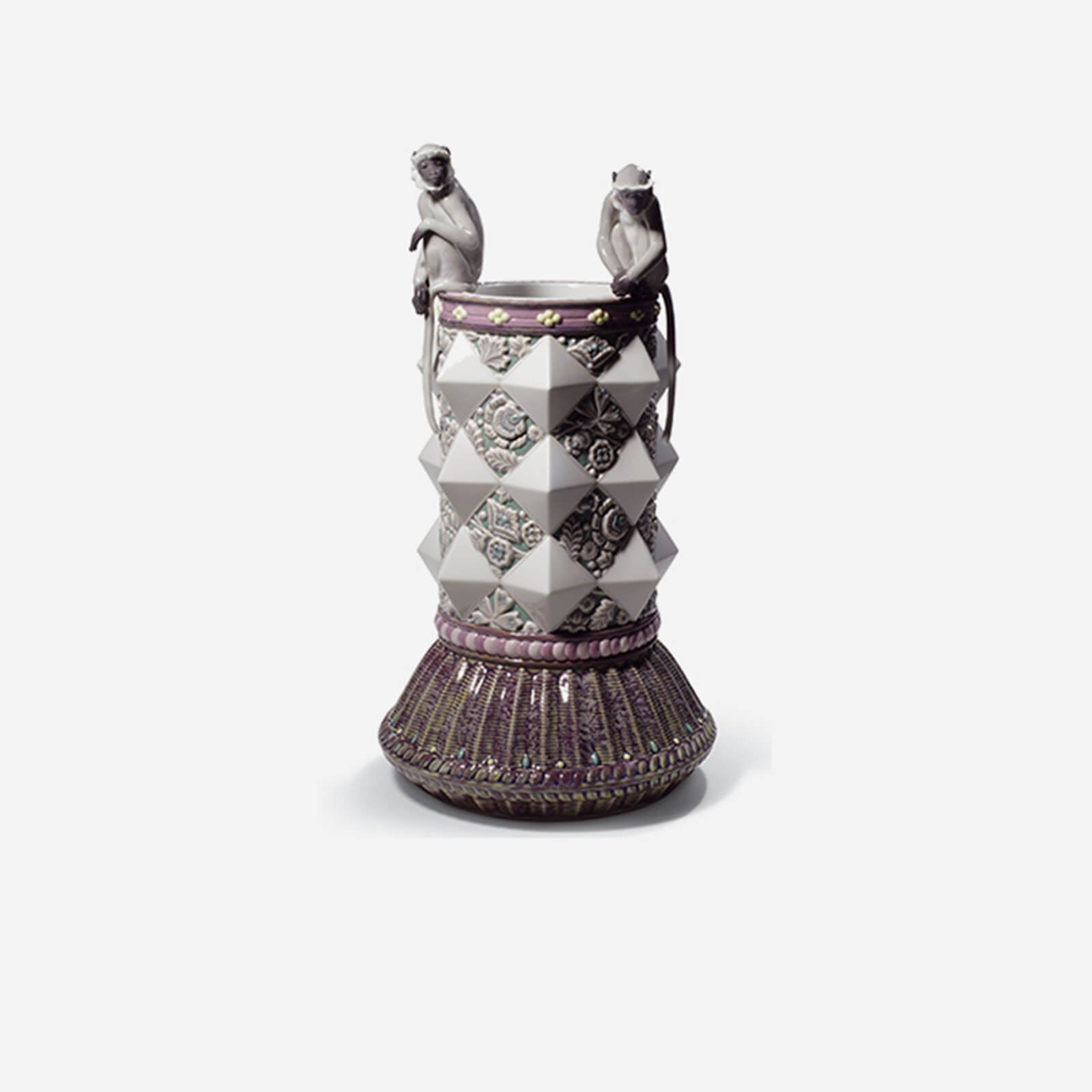Lladró Handmade Porcelain - Monkeys Tall Vase | Bonadea