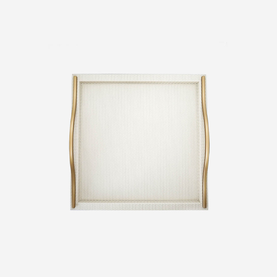 Pinetti Onda Square Leather Tray Ivory