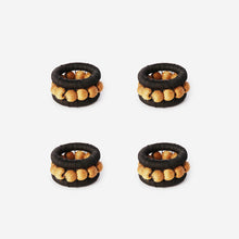 Load image into Gallery viewer, Charlie Sprout Berry Set of 4 Napkin Rings Black & Ochre