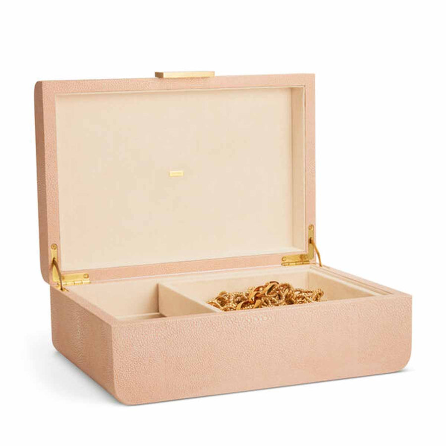 Aerin Modern Shagreen Large Jewellery Box Blush