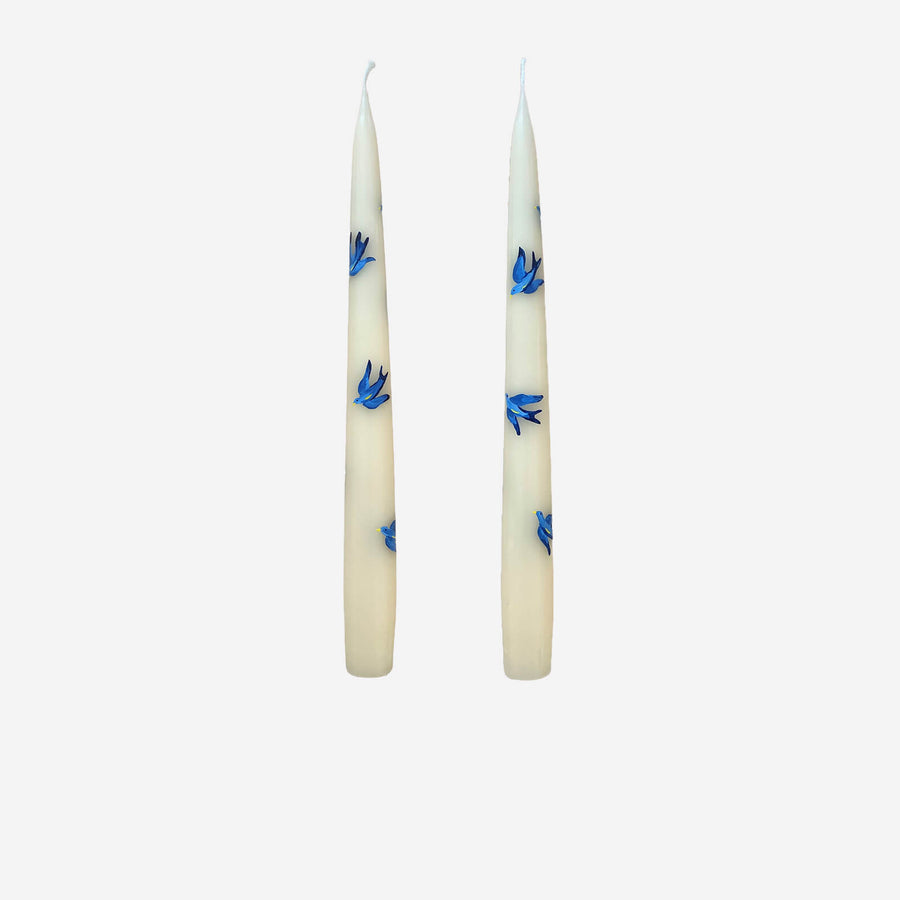 Bable for Bonadea Blue Bird Hand-Painted Candle - Set of 2
