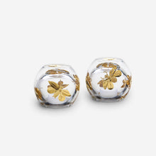 Load image into Gallery viewer, Firefly salt pepper set  hand engraved crystal with gold artel bonadea