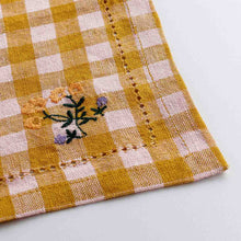 Load image into Gallery viewer, Gingham Embroidered Napkin Mustard