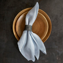 Load image into Gallery viewer, Blue Linen Sateen Napkins - Set of 4