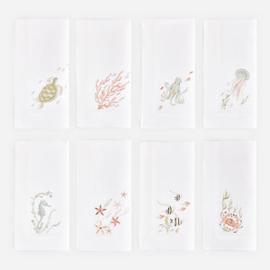 Under the Sea Hand-Embroidered Napkin - Set of 8