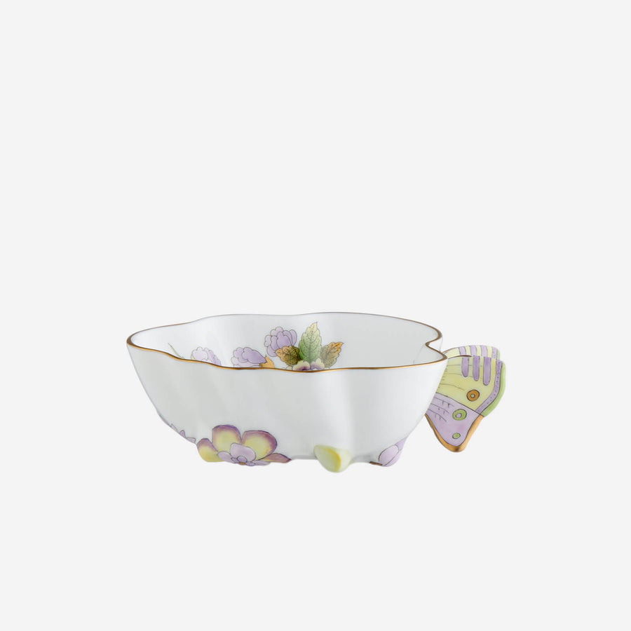 Herend Royal Garden Leaf Dish with Butterfly Handle