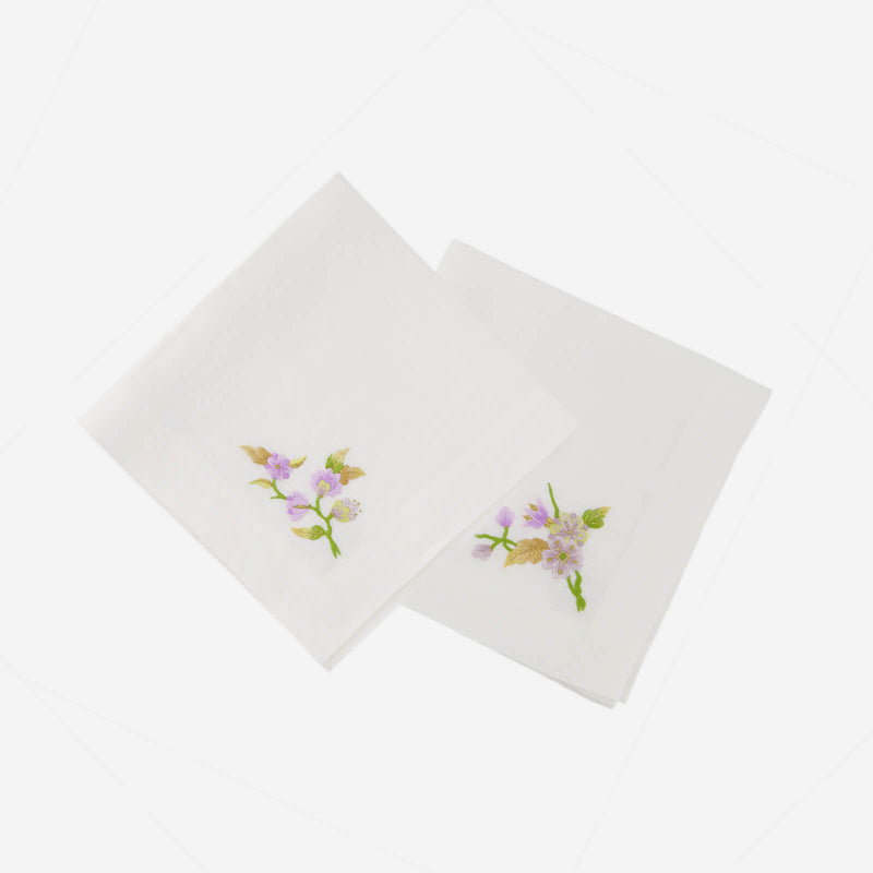 T&S Lilac Flower & Butterfly Tea Napkin - Set of 2