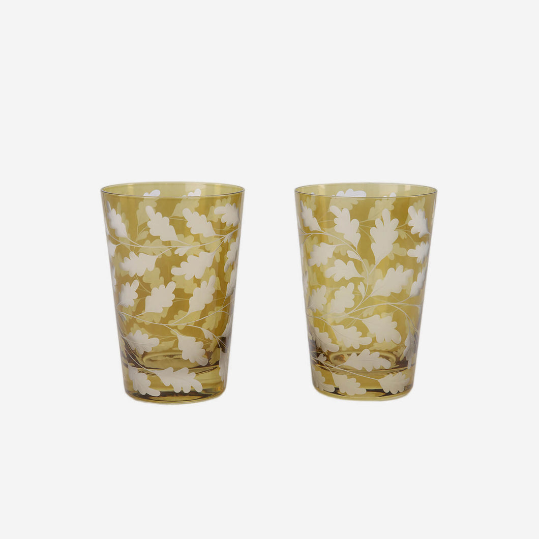 Oak Leaves Large Tumbler Taupe - Set of 2