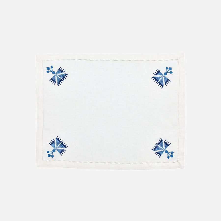 Malaika Ottoman Carnation Placemat - Blue