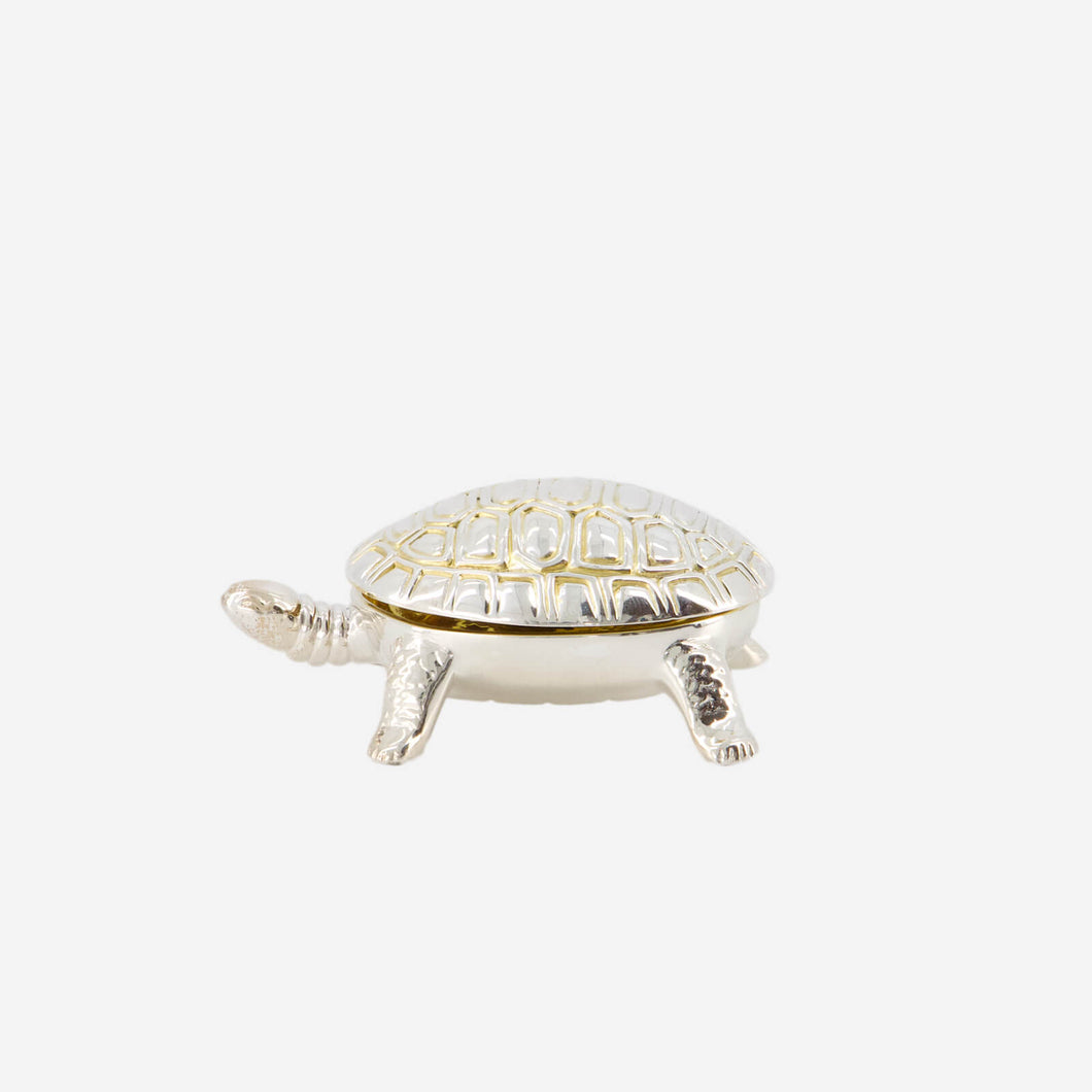 Silver and Gold Vermeil Turtle Salt Cellar with Spoon