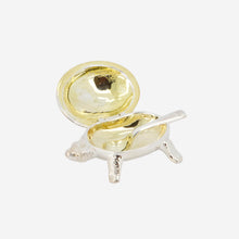 Load image into Gallery viewer, Silver and Gold Vermeil Turtle Salt Cellar with Spoon
