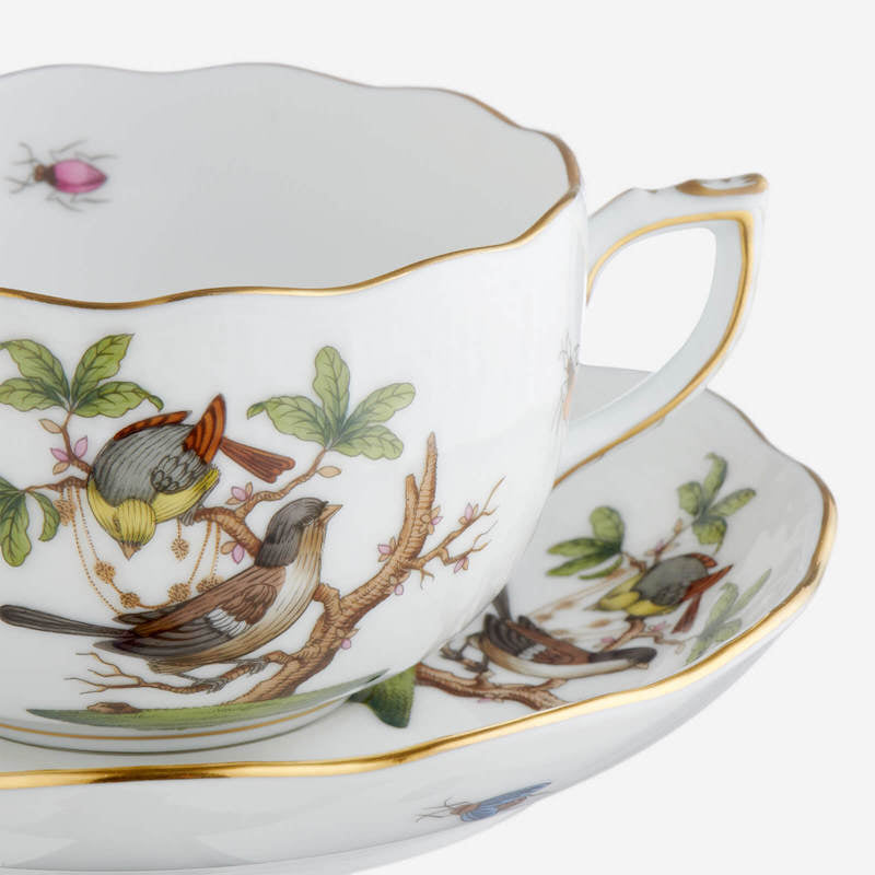 Herend Rothschild Bird Teacup & Saucer - Set of 6