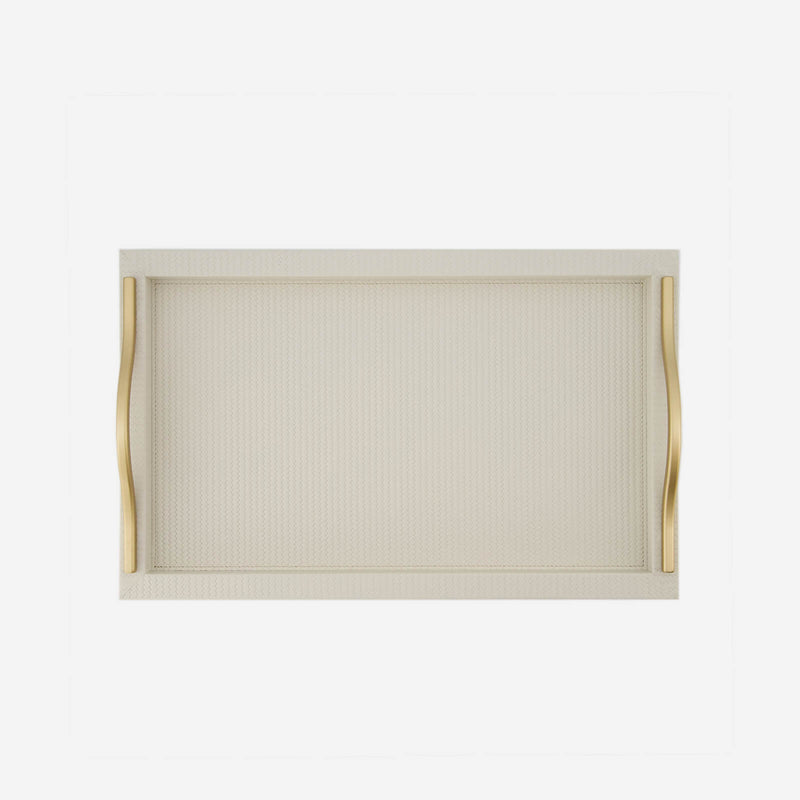 Onda Rectangular Leather Tray Ivory