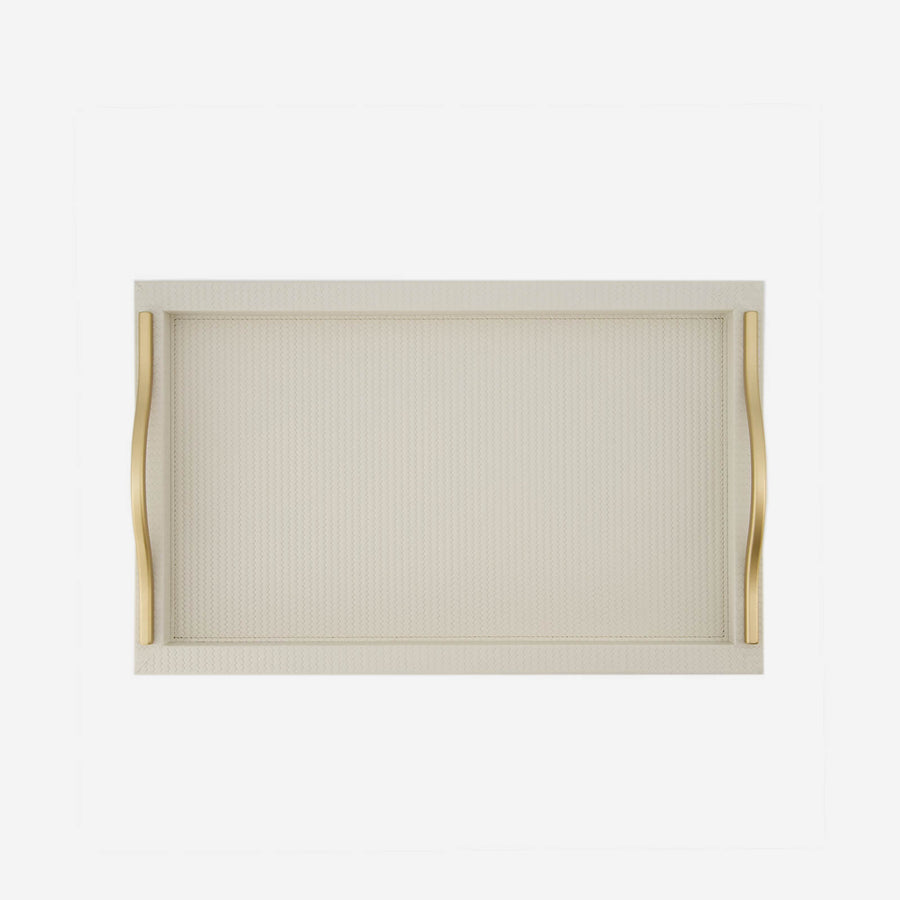 Pinetti Onda Rectangular Leather Tray Ivory