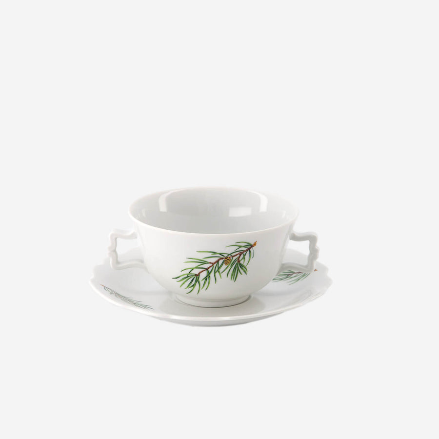 Augarten Wien 1718 Pine Branches Consommé Cup & Saucer