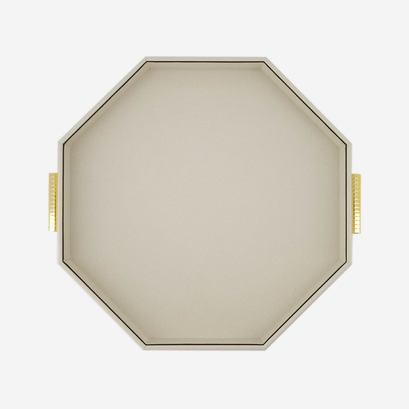 Grace Octagonal Leather Tray Ivory