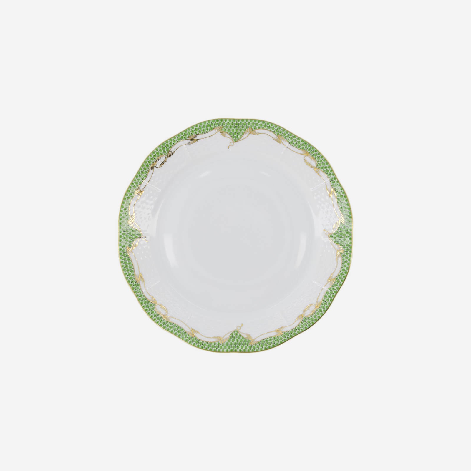 Fish Scale Green & Gold Dinner Plate