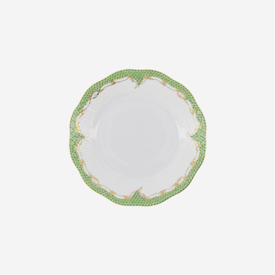 Herend Fish Scale Green & Gold Dessert Plate